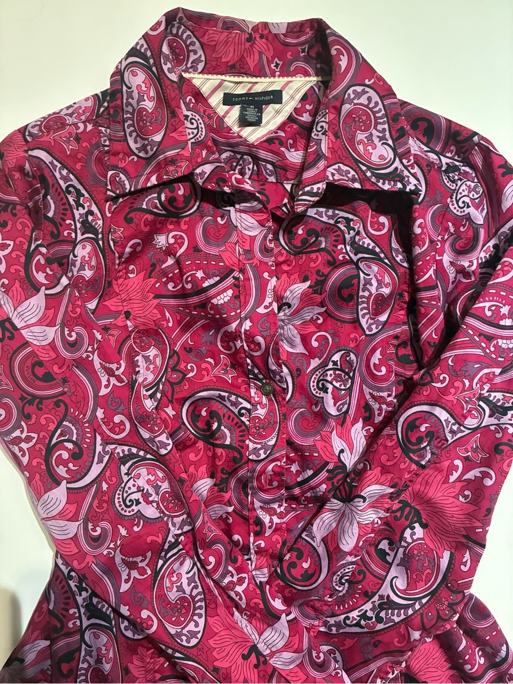 Tommy Hilfiger Women’s Pink Paisley Button-Down Shirt
